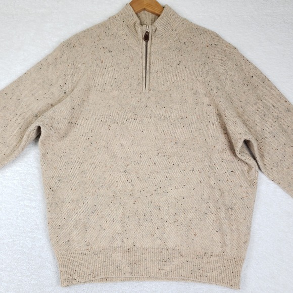 Jos. A. Bank Other - Jos. A. Bank M Lambswool Donegal Fleck Quarter Zip Sweater Beige Mock Fisherman
